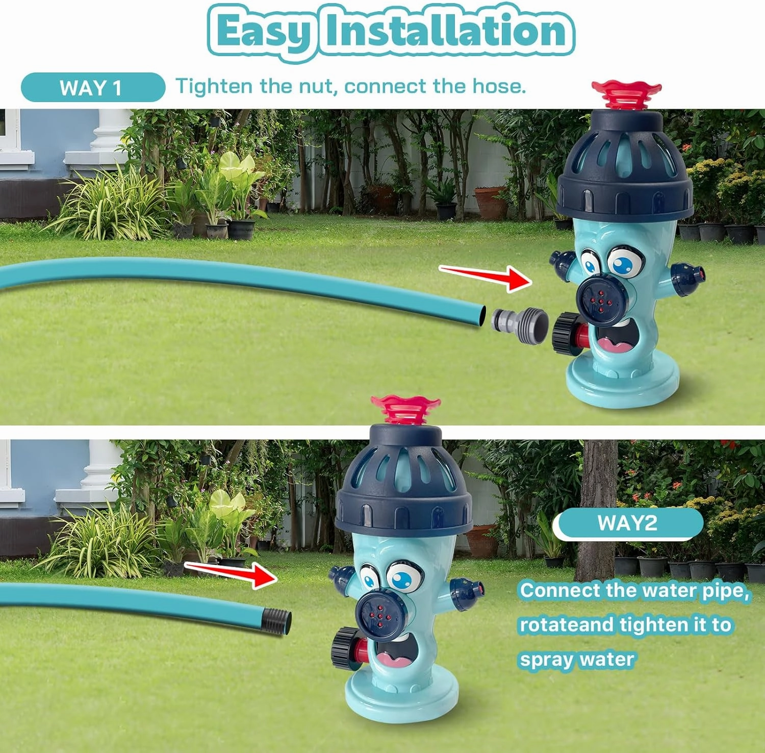 Water Sprinkler Baseball Toy,2 in 1 Outdoor Water Toys,Fun Summer Games,Kids Summer Water Play for The Backyard,Water Baseball for Kids Boys & Girls Age 3  Years