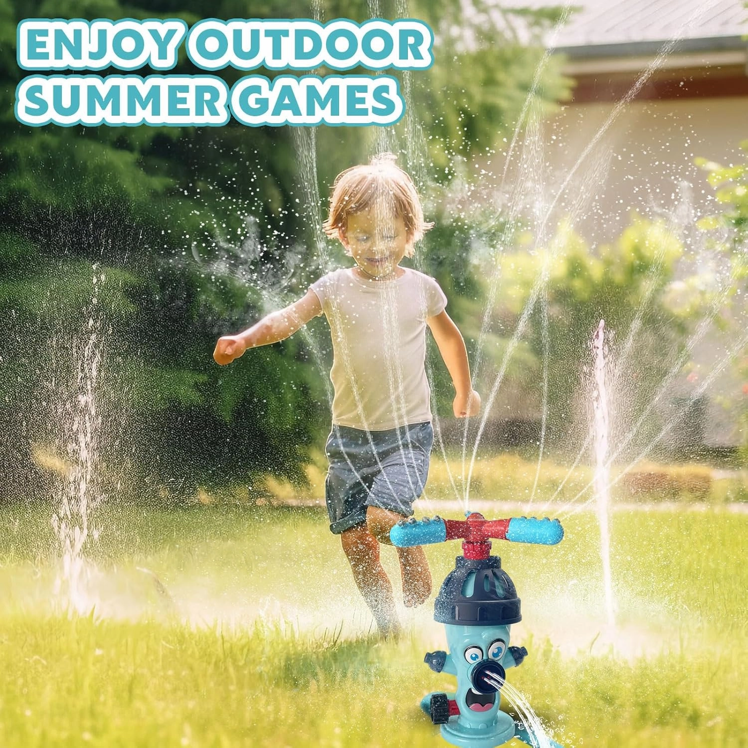 Water Sprinkler Baseball Toy,2 in 1 Outdoor Water Toys,Fun Summer Games,Kids Summer Water Play for The Backyard,Water Baseball for Kids Boys & Girls Age 3  Years