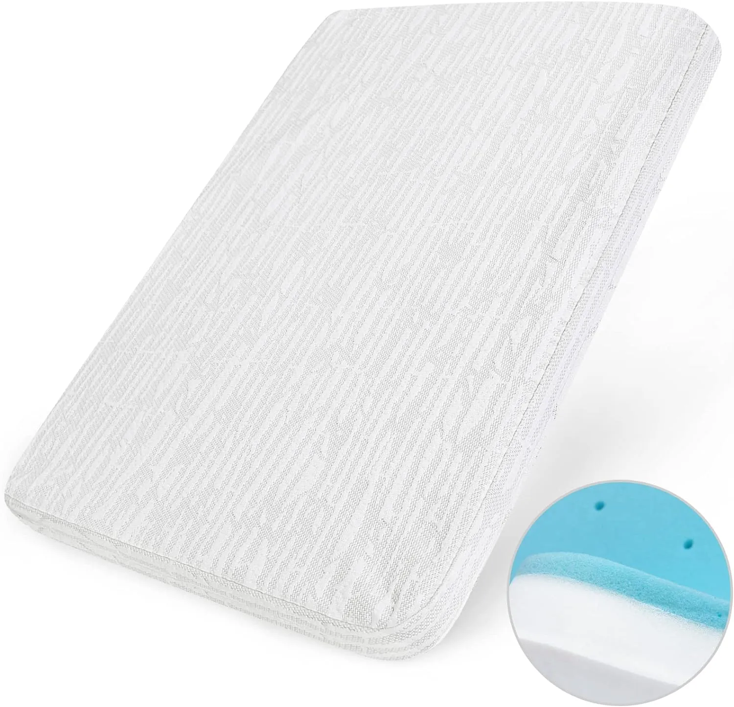 Waterproof Pack and Play Mattress Topper Pad 38" x 26" Fits for Graco & Baby Trend &Pamo Babe, Baby Dual Sided Mattress Pad with Removable & Washable Mattress Cover