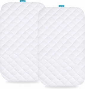 Waterproof Bassinet Mattress Pad Cover Compatible with Maxi-COSI Iora/Swift Lightweight Portable Bassinet, 2 Pack, Ultra Soft Viscose Made from Bamboo Terry Surface, Breathable and Easy Care