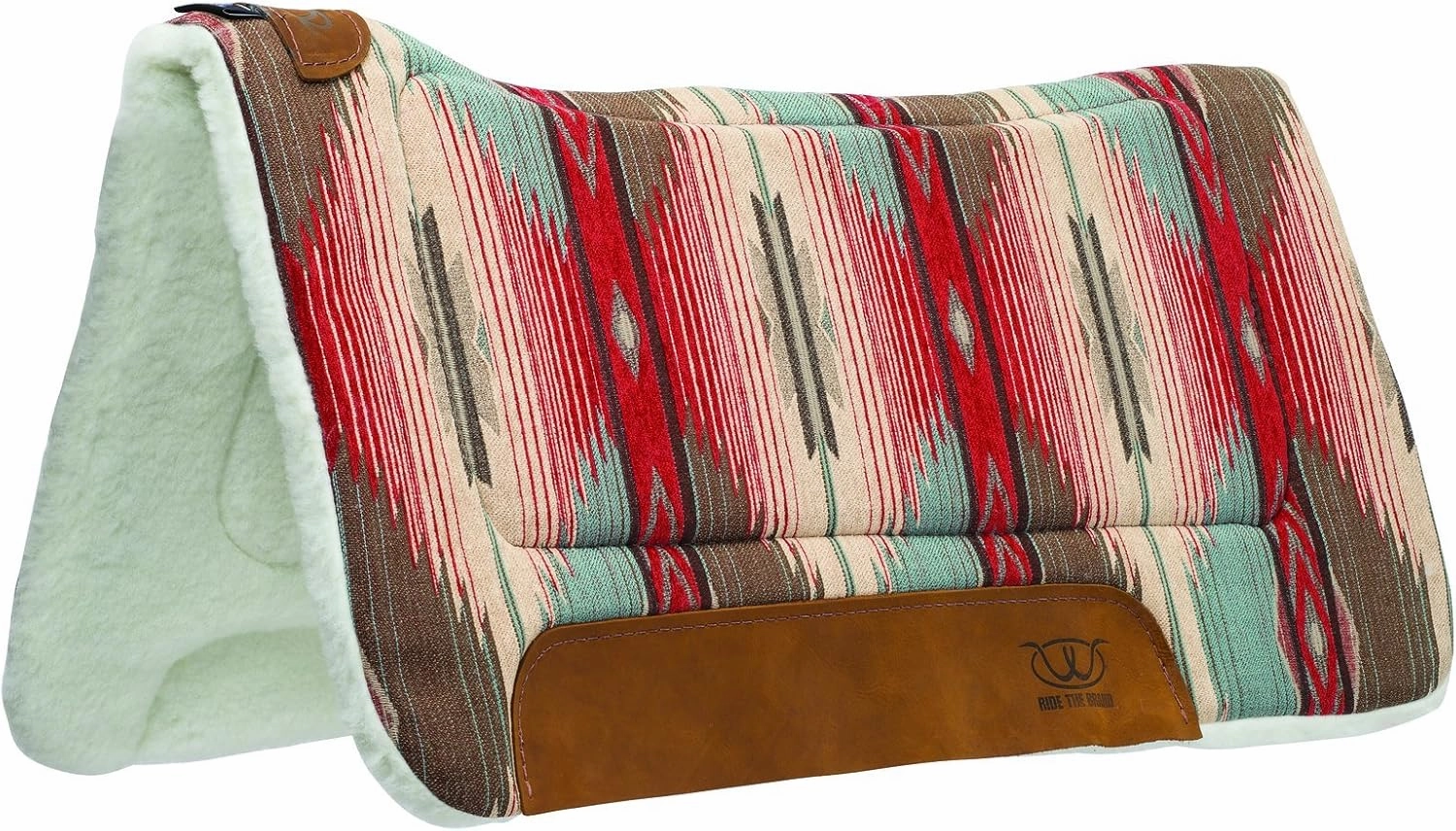 Weaver Equine 30" x 30" All Purpose Contoured Horse Saddle Pad, Shock Absorbing Protective Western Saddle Pad, Durable Equine Supplies, Red/Turquoise