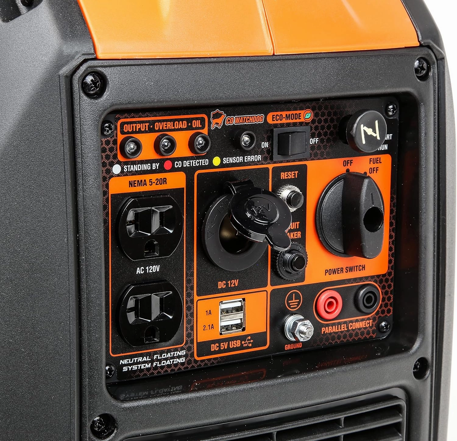 WEN 56235iX 2350-Watt Portable Inverter Generator with Fuel Shut Off and CO Sensor, Black