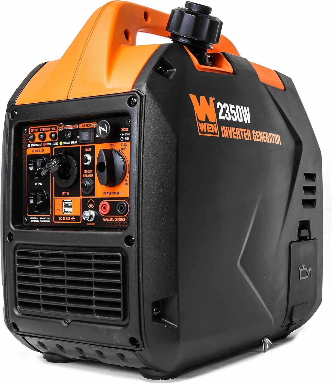 WEN 56235iX 2350-Watt Portable Inverter Generator with Fuel Shut Off and CO Sensor, Black