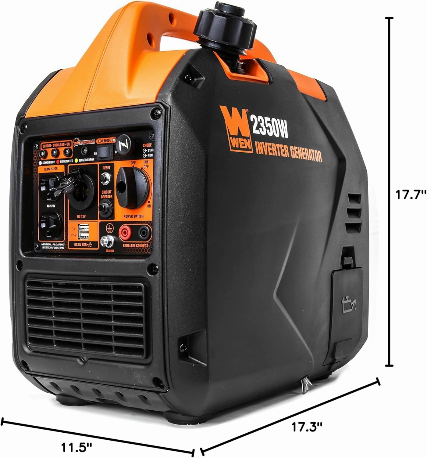 WEN 56235iX 2350-Watt Portable Inverter Generator with Fuel Shut Off and CO Sensor, Black