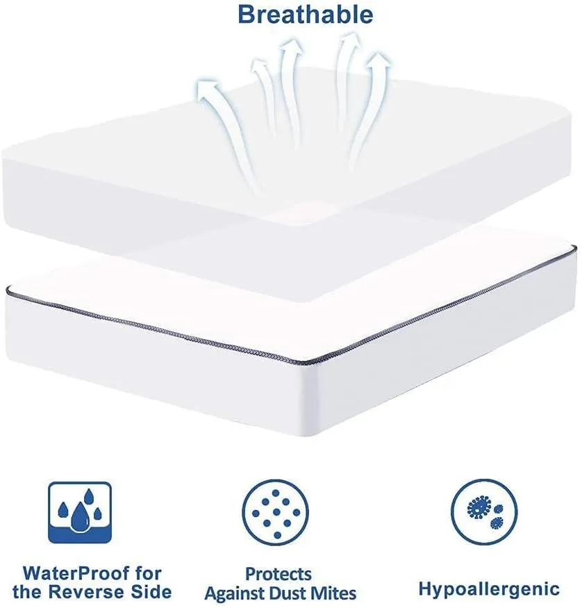 WhatsBedding Waterproof Mattress Pad Twin Size Cotton Top Down Alternative Filling Pillowtop Mattress Topper Cover-Fitted Quilted Pure White(Twin Mattress Pad)
