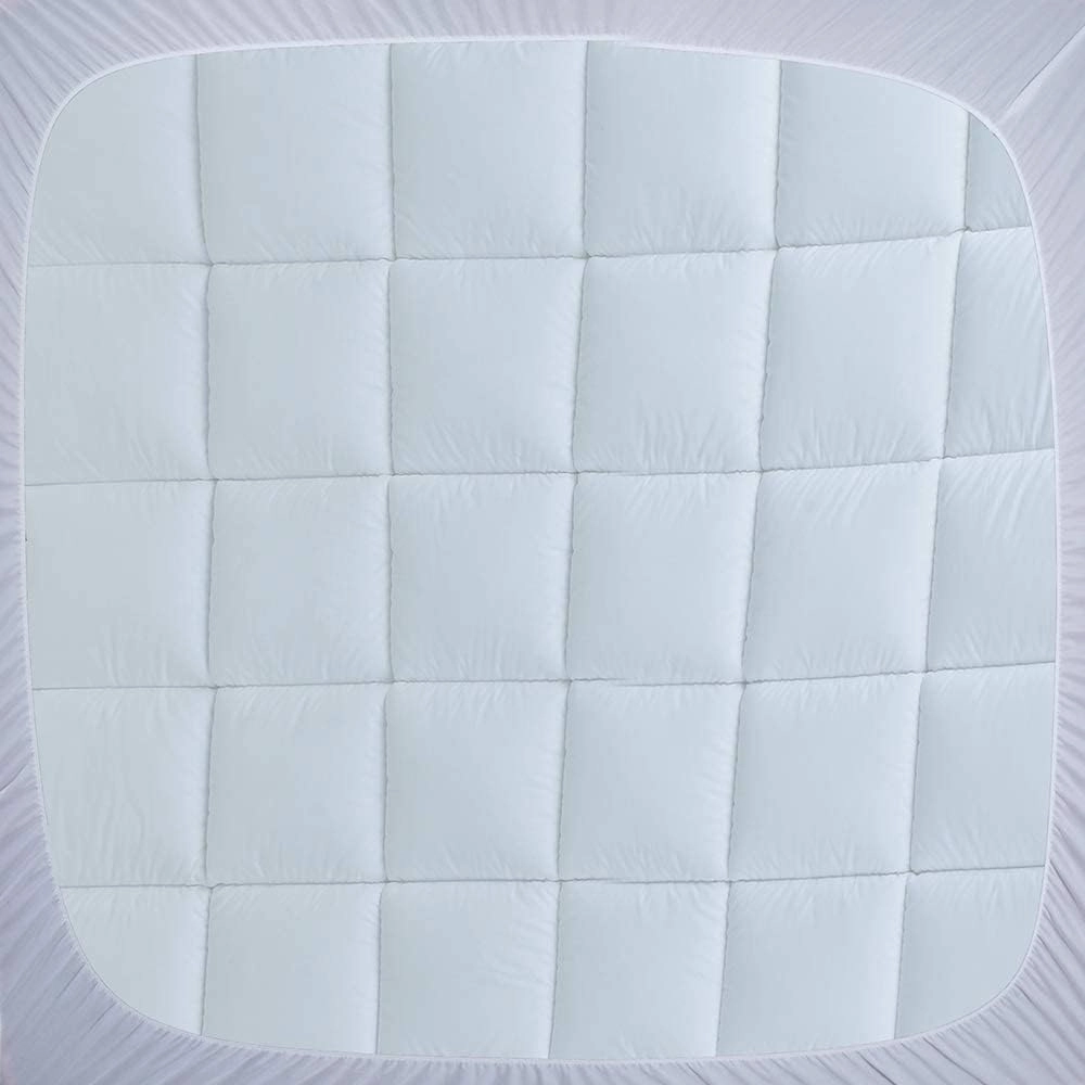 WhatsBedding Cotton Waterproof Mattress Pad Queen Size Top Down Alternative Filling Pillowtop Mattress Topper Cover-Fitted Quilted (Mattress Pad Queen)