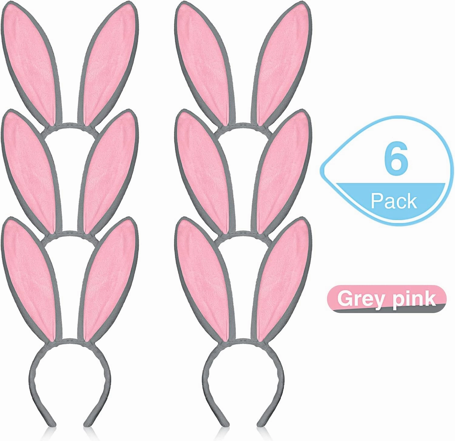 WILLBOND 6 Pieces Easter Plush Bunny Ears Cute Bunny Headband for All-age Costume Cosplay Halloween Christmas