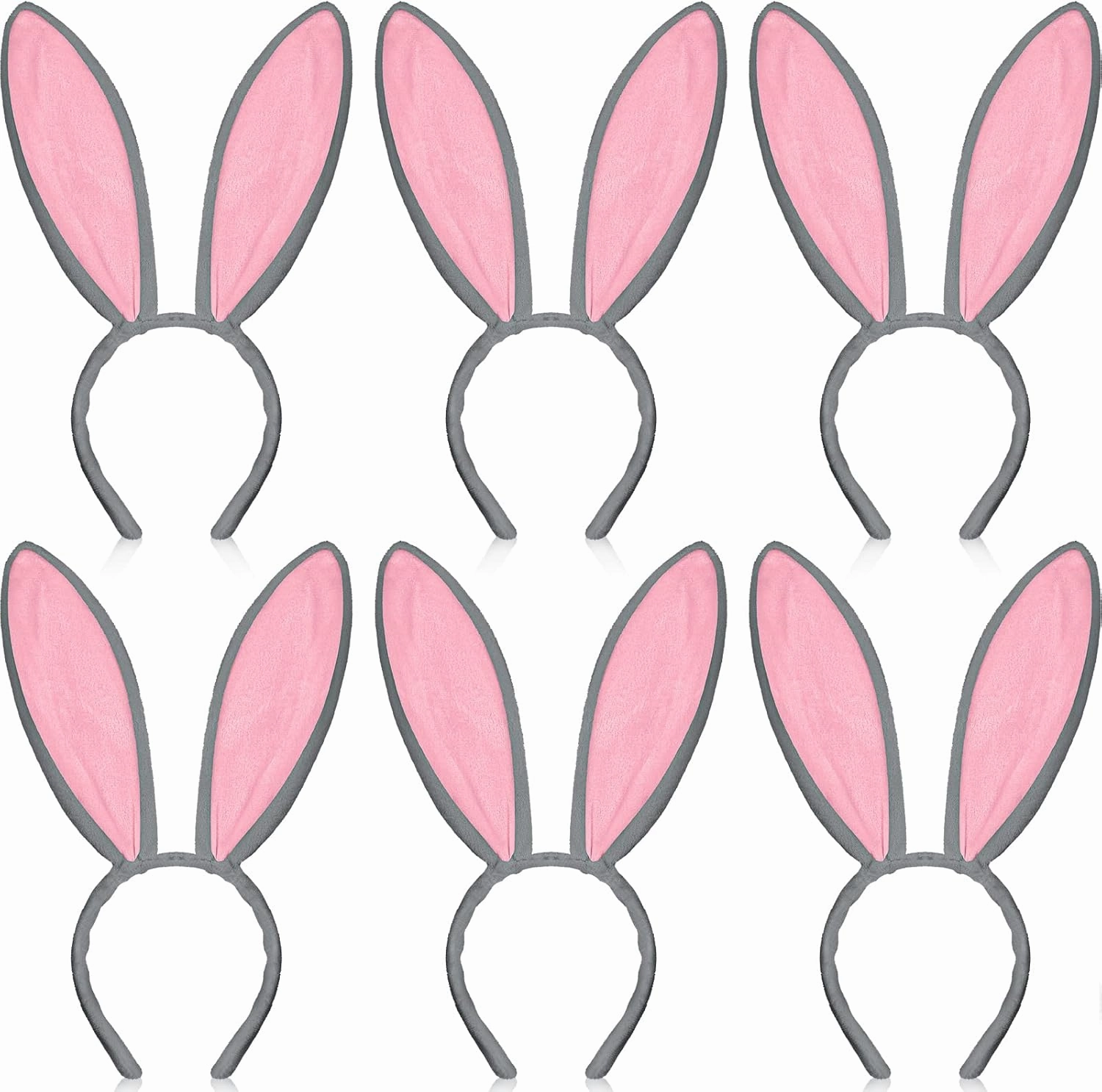 WILLBOND 6 Pieces Easter Plush Bunny Ears Cute Bunny Headband for All-age Costume Cosplay Halloween Christmas