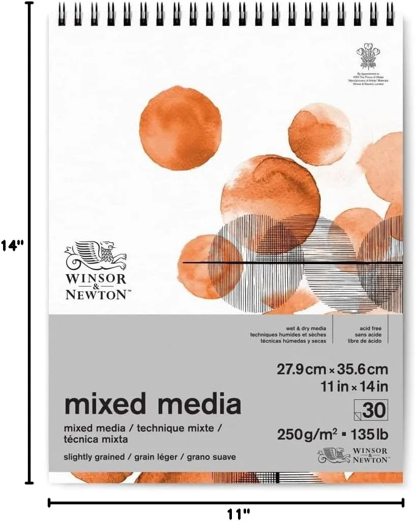 Winsor & Newton Professional Mixed Media Pad, 11" x 14", 30 Sheets, 250gsm, White