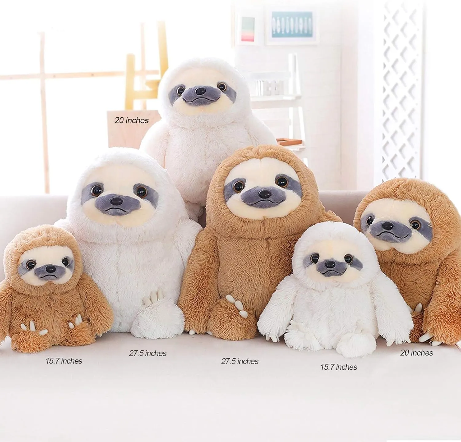Winsterch Cute Sloth Stuffed Animal Toy,Small Plush Sloth Tedy Bear Stuffed Animal Toys for Kids Birthday Gift Baby Doll (Brown,15.7 Inches)
