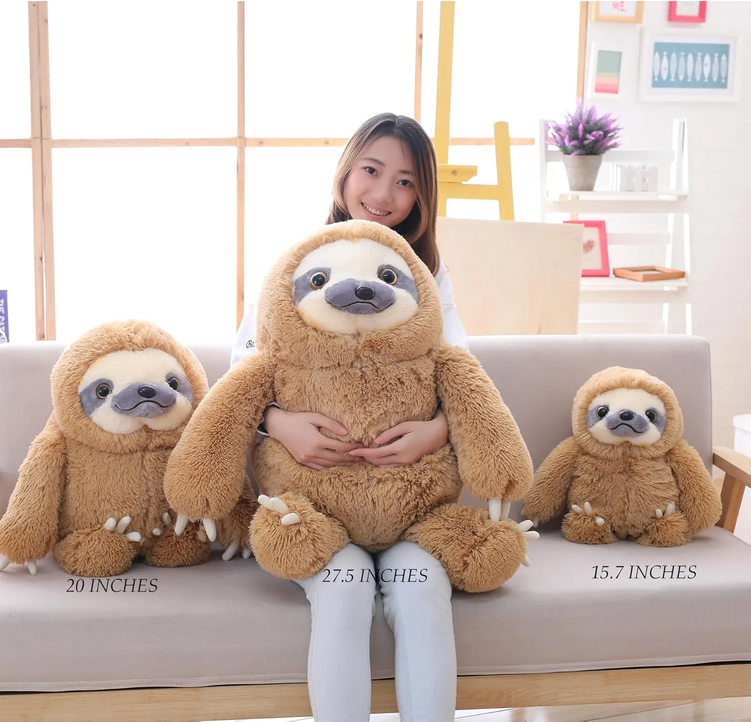 Winsterch Cute Sloth Stuffed Animal Toy,Small Plush Sloth Tedy Bear Stuffed Animal Toys for Kids Birthday Gift Baby Doll (Brown,15.7 Inches)