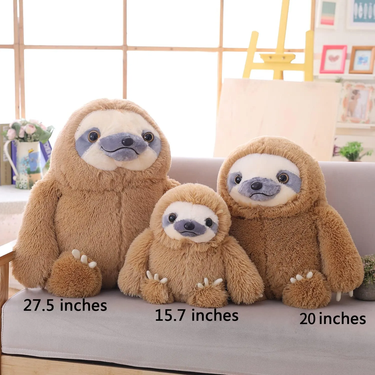 Winsterch Cute Sloth Stuffed Animal Toy,Small Plush Sloth Tedy Bear Stuffed Animal Toys for Kids Birthday Gift Baby Doll (Brown,15.7 Inches)