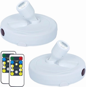 Wireless LED Spotlight, Battery Operated Picture Lights, Indoor Uplight, Puck Lights with Remote, Spot Light for Wall Art Display Dartboard Painting Accent Artwork Closet-2Pack