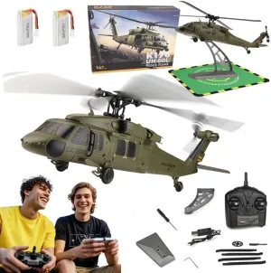 WL K170 Remote Controlled Helicopter, 4CH 2.4G Flybarless UH-60L RC Military Aircraft with Altitude Hovering, Brushless Motor for Adults, 6-Axis Gyro RC Plane (Helicopter   1 Battery)