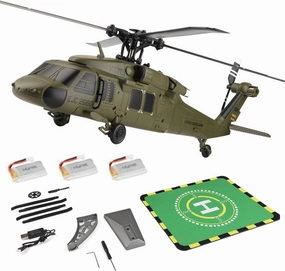 WL K170 Blackk Hawk UH-60L 170, RC Military Helicopters for Adults, 2.4G 4CH Flybarless RC Helicopter with Adjustable Left and Right Hand Throttle (RTF Version)