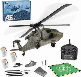 WL K170 RC Helicopter Model, Black Hawk UH-60L 170 Size 4CH Flybarless Helicopter with Adjustable Left and Right Hand Throttle (RTF Version)