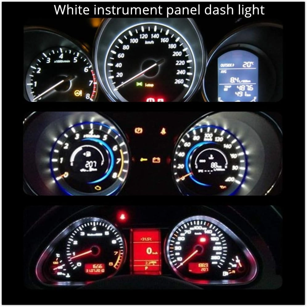 WLJH 74 Led Bulb Dash Lights Super Bright T5 2721 37 70 286 Wedge PC74 Twist Socket Automotive Instrument Panel Gauge Light Kits Cluster Shift Indicator Bulbs White Pack of 20
