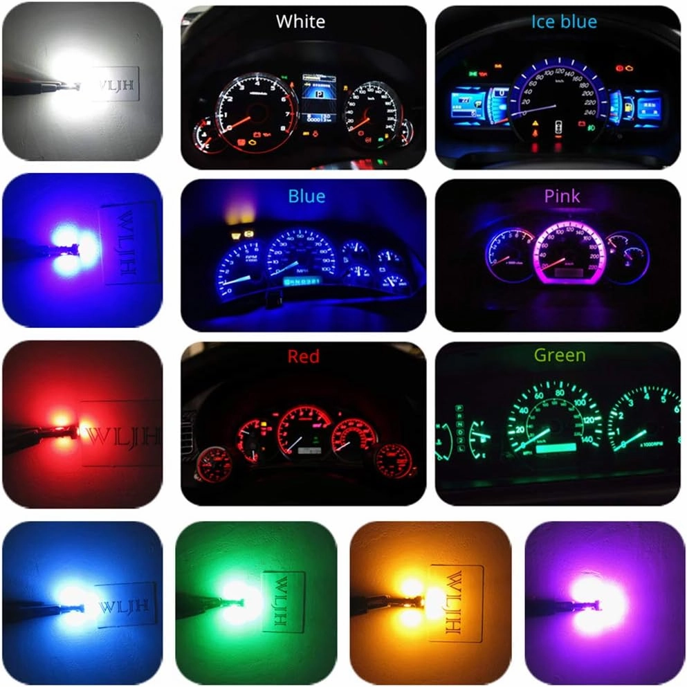 WLJH 74 Led Bulb Dash Lights Super Bright T5 2721 37 70 286 Wedge PC74 Twist Socket Automotive Instrument Panel Gauge Light Kits Cluster Shift Indicator Bulbs White Pack of 20