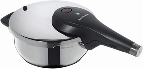 WMF Perfect Premium Pressure Cooker 3.0 litres Polished Stainless Steel 2 Cooking Levels All-in-One Rotary Knob, Dishwasher Safe, Diameter 22 cm Suitable for Induction, Stainless Steel, Silver