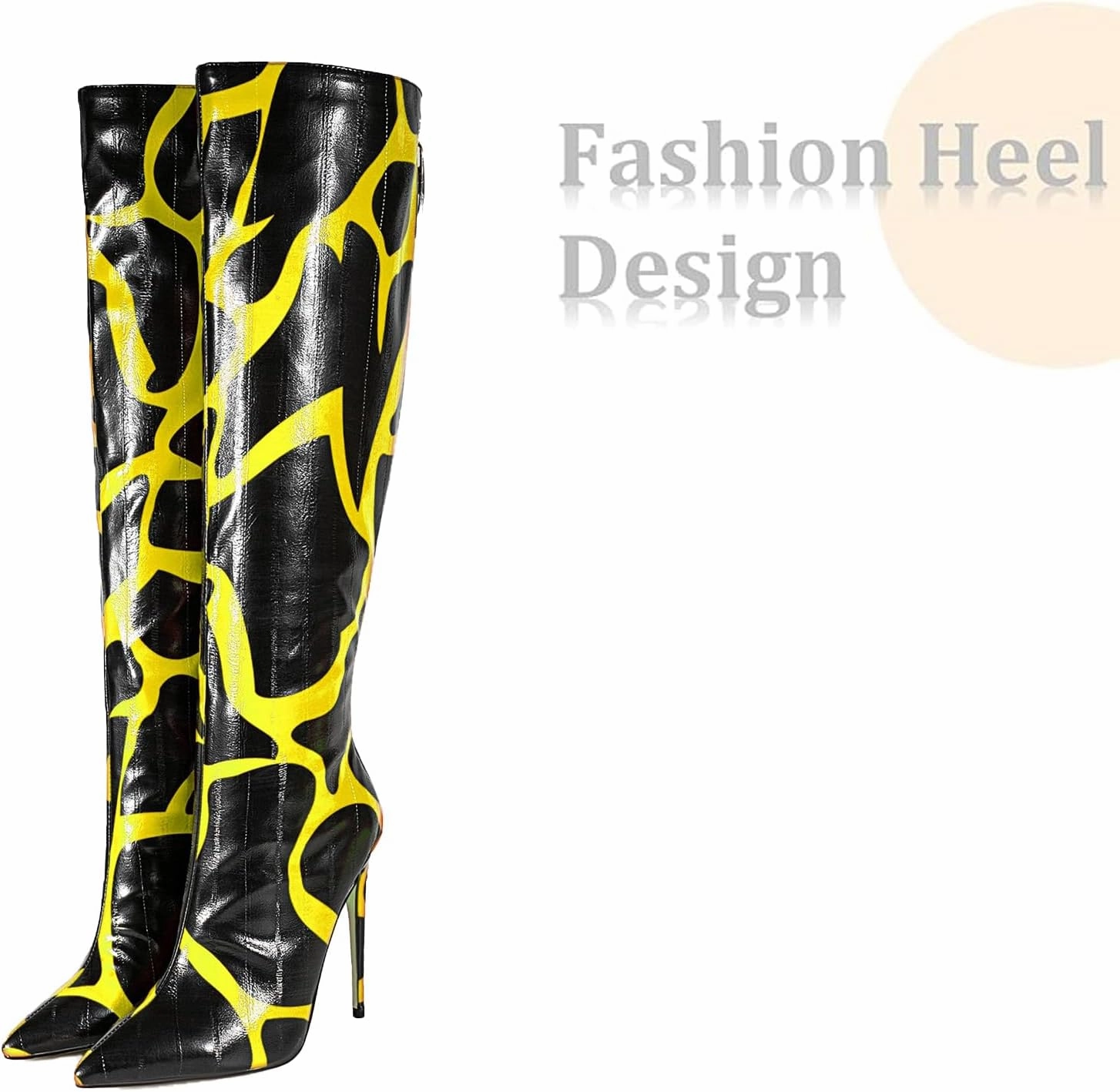 Women's Over Knee Boots,Pointed Toe Zebra Print Boots with Back Zip,Stiletto Heel Boots for Parties and Daily Wear Forward Events