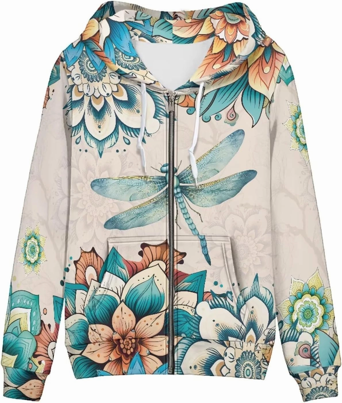 Women's Zip Up Long Sleeve Oversized Drawstring Hoodie Hooded Sweatshirt Pullover Top with Pockets