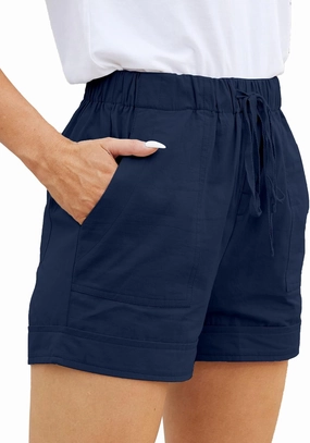 Womens Comfy Drawstring Casual Elastic Waist Pocketed Loose Fit Shorts Plus Size