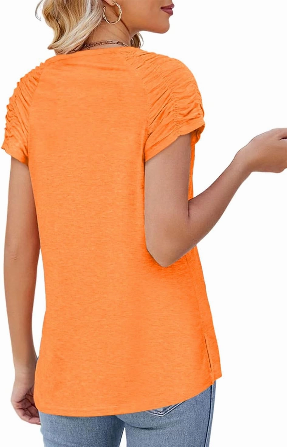 Womens Short Sleeve Tops Casual Solid Color Ladies Summer Shirts Dressy Plus Size T Shirts