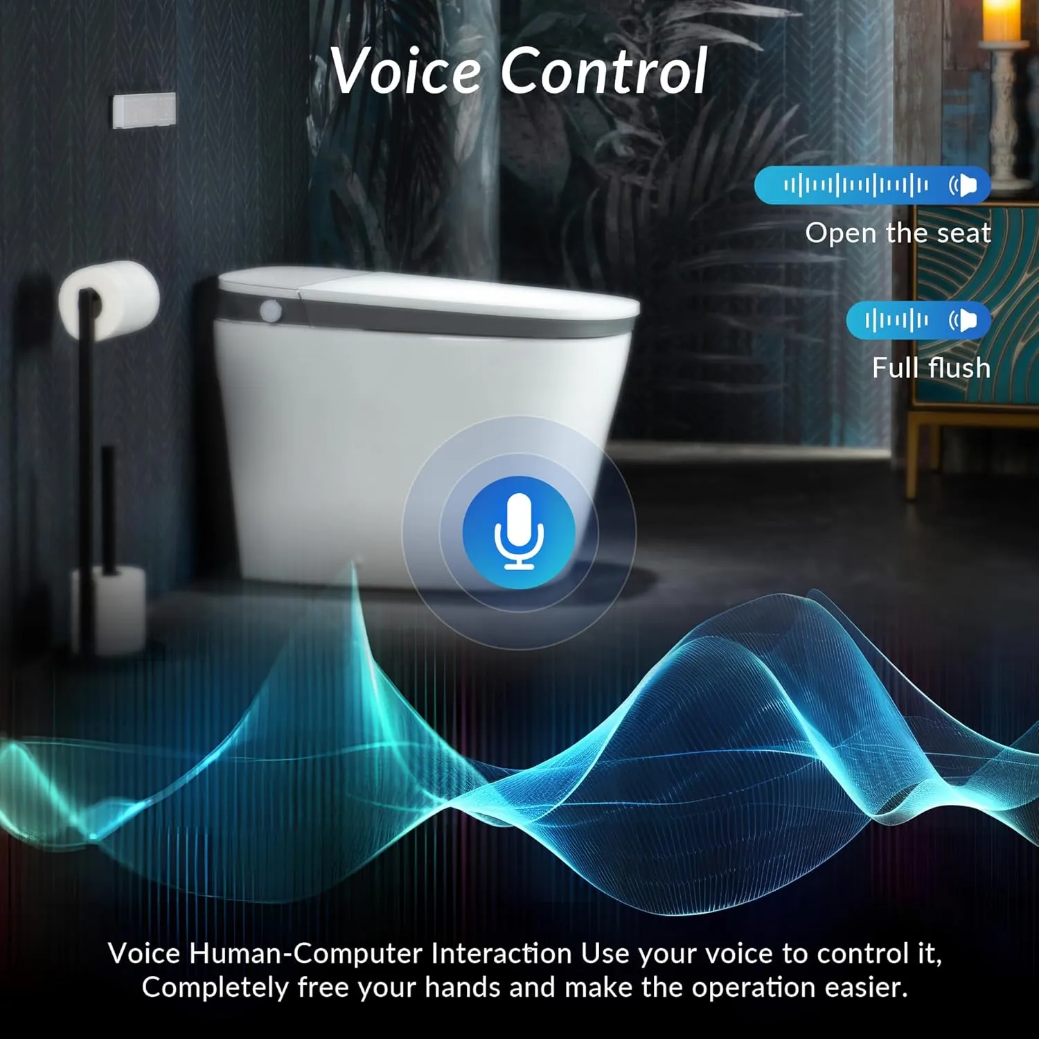 WOODBRIDGE B0931S Voice Control Smart Bidet Toilet with 1.28 GPF Dual Flush Auto Open & Close,Foot Sensor,1000 Gram Map Flushing Score,Movement Drying,Chair Height Design and Cleaning Foam Dispenser