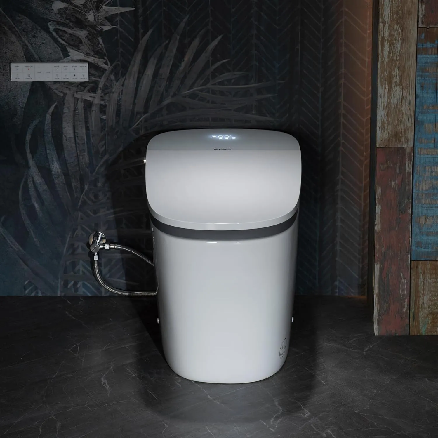 WOODBRIDGE B0931S Voice Control Smart Bidet Toilet with 1.28 GPF Dual Flush Auto Open & Close,Foot Sensor,1000 Gram Map Flushing Score,Movement Drying,Chair Height Design and Cleaning Foam Dispenser