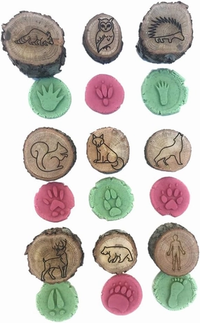 Wooden Animal Tracks Stamps, 9PCS Animal Prints Toy Jungle Safari Farm Zoo Forest Animals Stamps for Kids Nature Exploration (2)