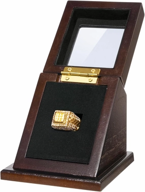 Wooden Championship Ring Display Case, Sports Ring Holder for Softball, Baseball, Basketball Fans, 1-Slot Storage Box for Multiple Rings, Showcasing Sports Souvenirs (Rings Not Included)