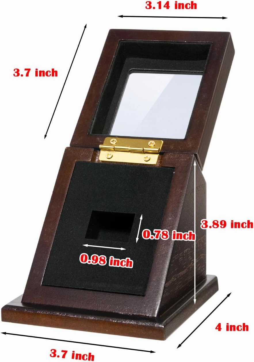 Wooden Championship Ring Display Case, Sports Ring Holder for Softball, Baseball, Basketball Fans, 1-Slot Storage Box for Multiple Rings, Showcasing Sports Souvenirs (Rings Not Included)