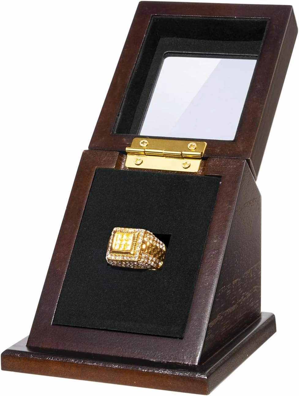 Wooden Championship Ring Display Case, Sports Ring Holder for Softball, Baseball, Basketball Fans, 1-Slot Storage Box for Multiple Rings, Showcasing Sports Souvenirs (Rings Not Included)