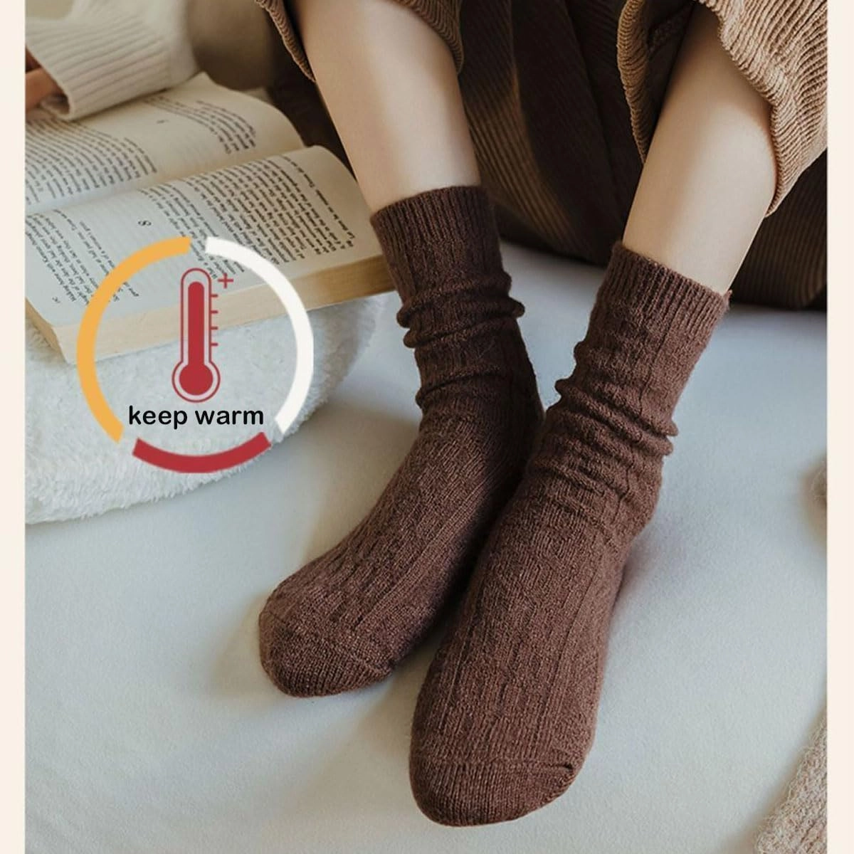 Wool Socks, Women's Mid Socks, Thickened and Plush