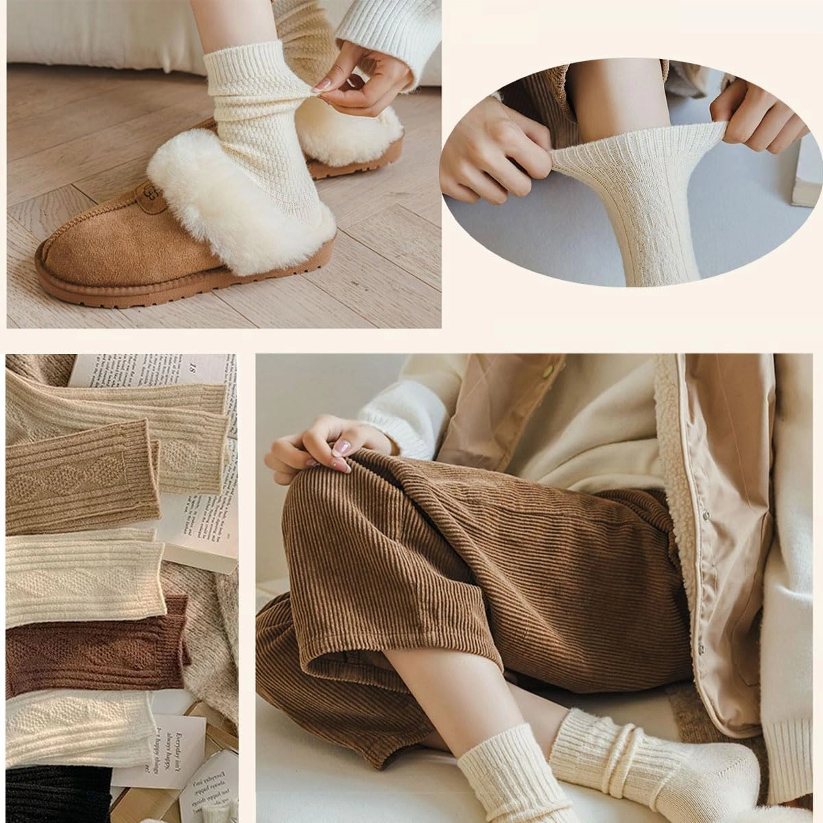 Wool Socks, Women's Mid Socks, Thickened and Plush