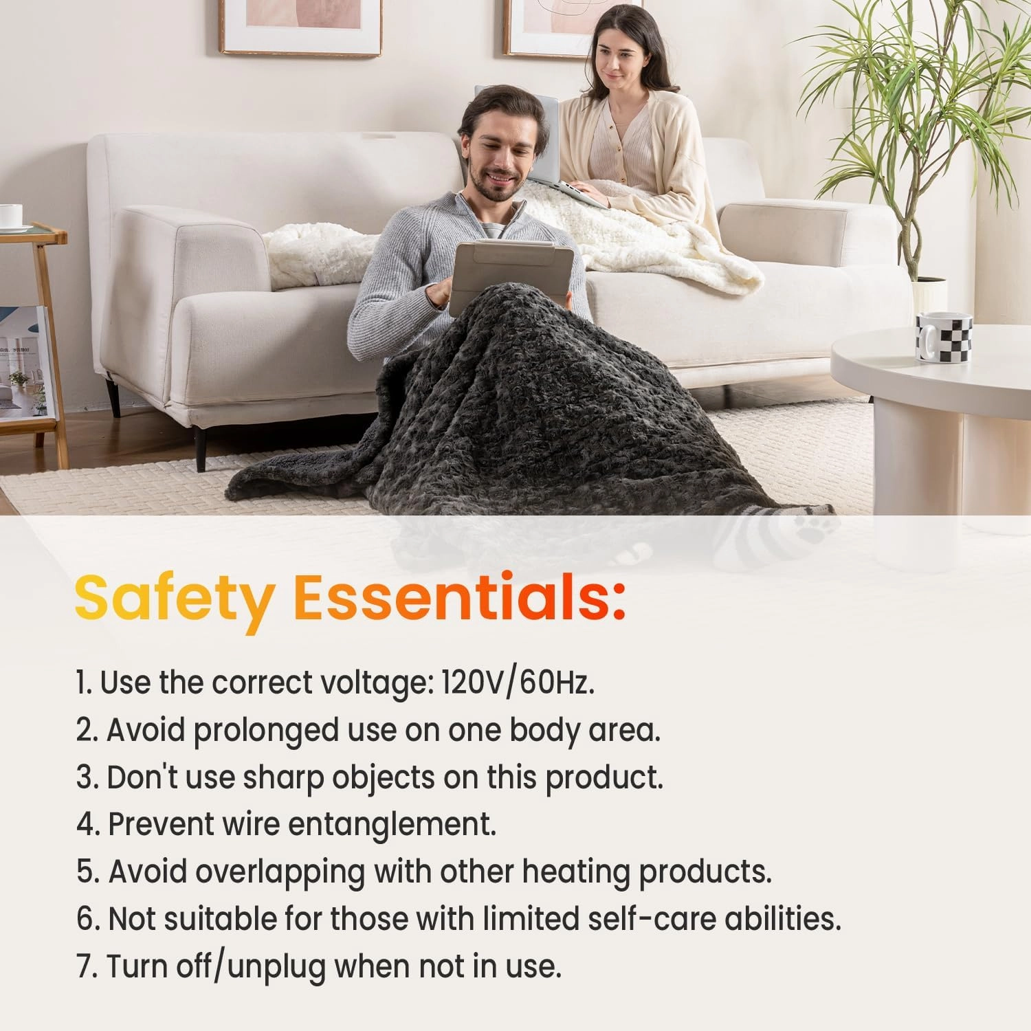 WOOMER Electric Heated Throw 50"x 60", Rose Flower Patterns Faux Fur & Soft Sherpa, 4 Heating Levels & 4H Auto Off, ETL Certified, Machine Washable, Dark Grey