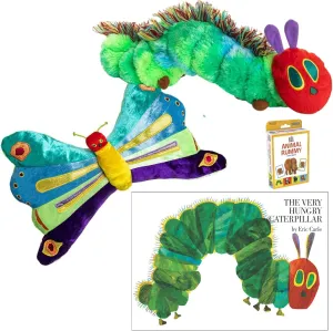 World of Eric Carle The Very Hungry Caterpillar Hardcover, Caterpillar Butterfly Reversible Stuffed Plush Toy, Animal Rummy Card Game, and Gift - Book Bag (A Classic Educational Gift Set) (Toddler)