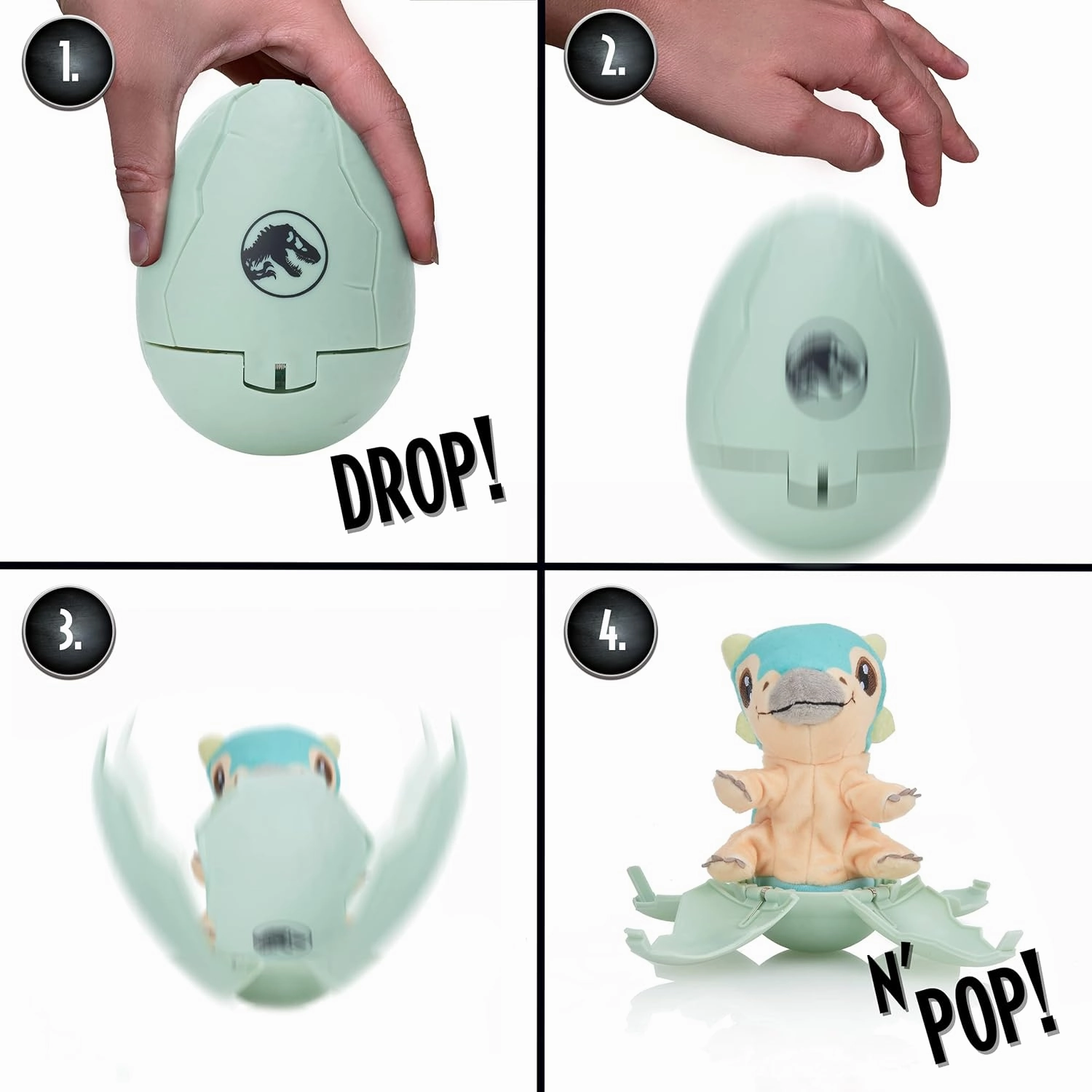 Wow! PODS Stuff Jurassic World Drop 'n Pop Dino - Bumpy | Dinosaur Egg with Pop-up Plush Toy | Official Fallen Kingdom Merchandise, Gifts and Toys for Boys and Girls, Aged 5 