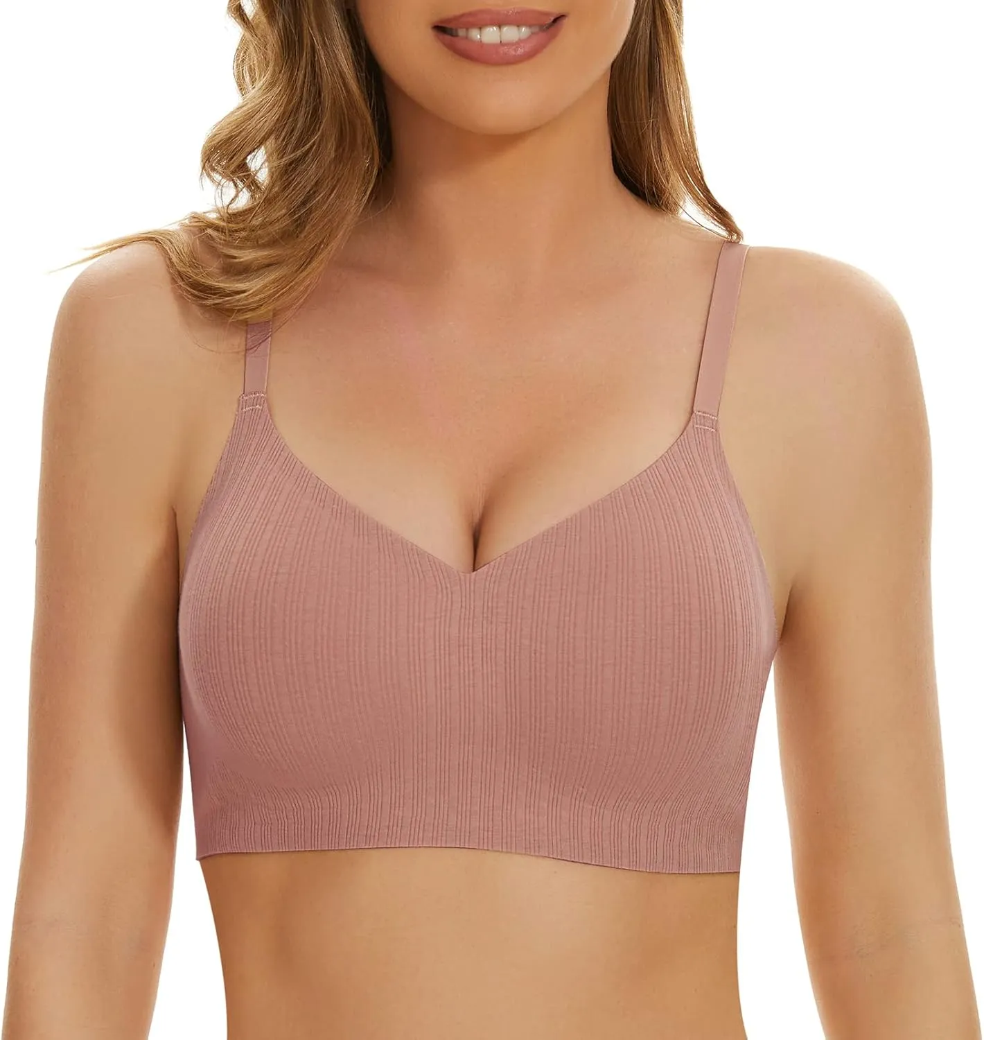WOWENY Push Up Bras for Women No Underwire Wireless Jelly Strip Soft Support Comfortable Seamless Padded Bralette