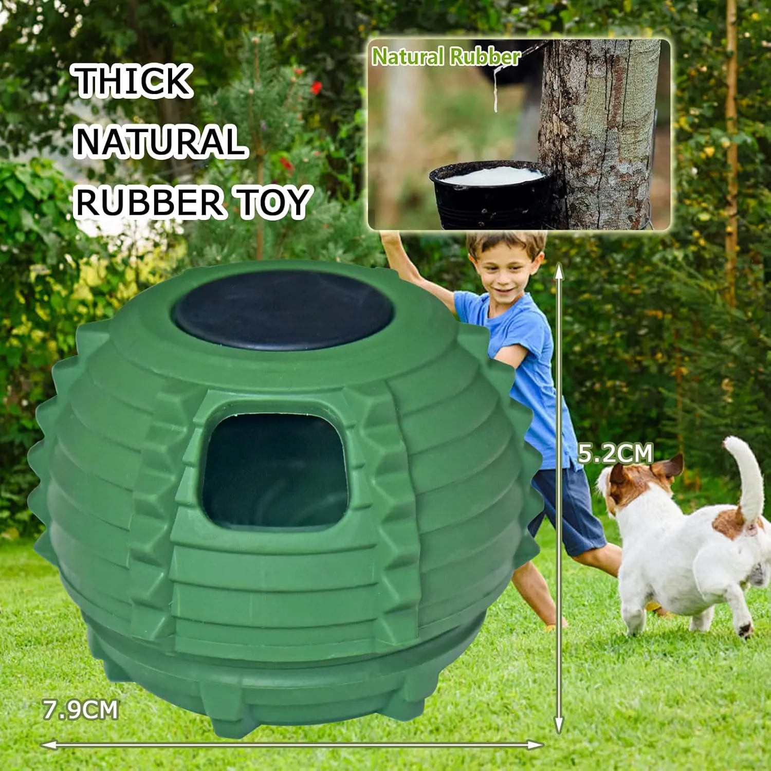XHX Dog Toy, Durable Large Dog Toys, Fillable Rubber Dog Toys, Interactive Dog Puzzle Play Toy with Stopper (Green, Small)