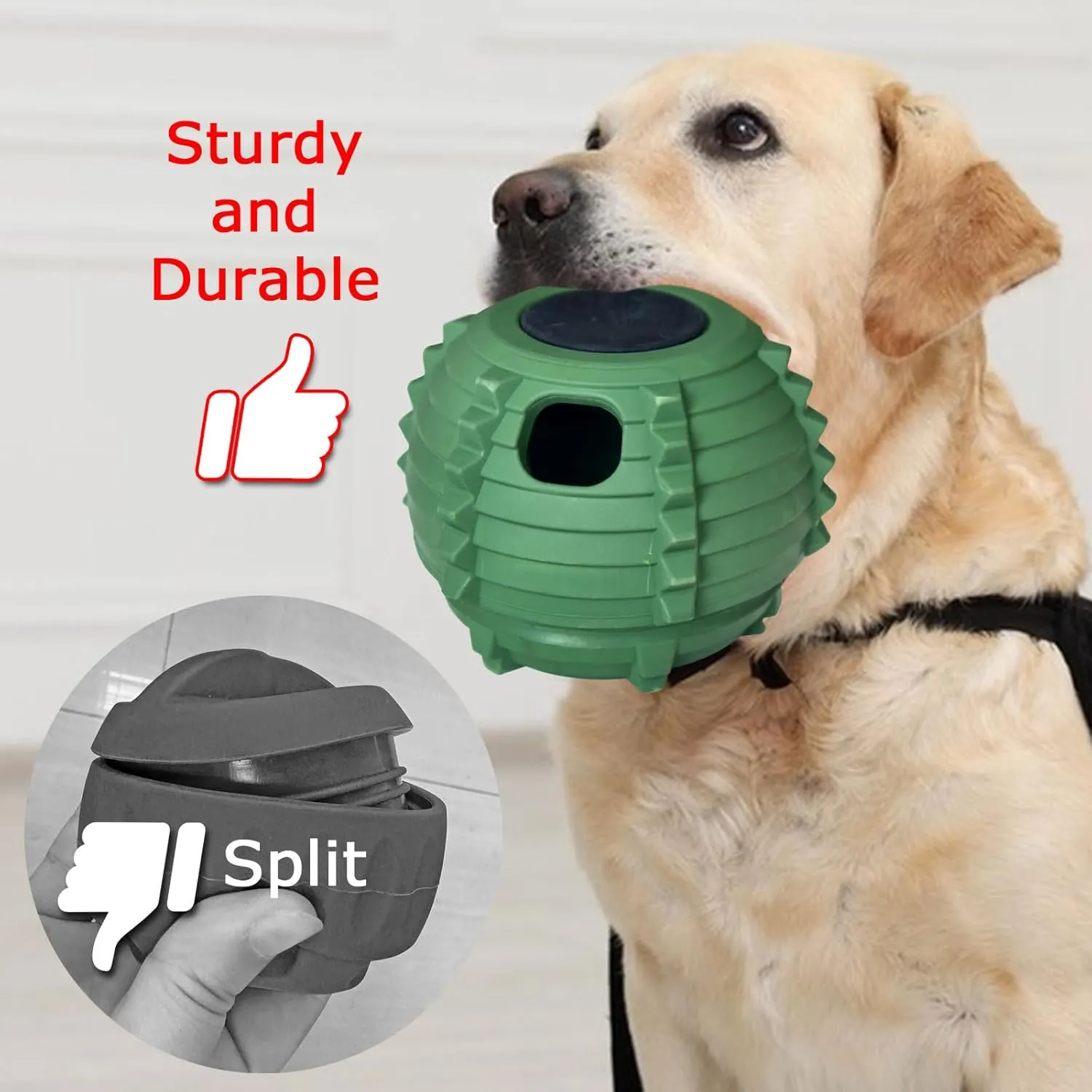 XHX Dog Toy, Durable Large Dog Toys, Fillable Rubber Dog Toys, Interactive Dog Puzzle Play Toy with Stopper (Green, Small)