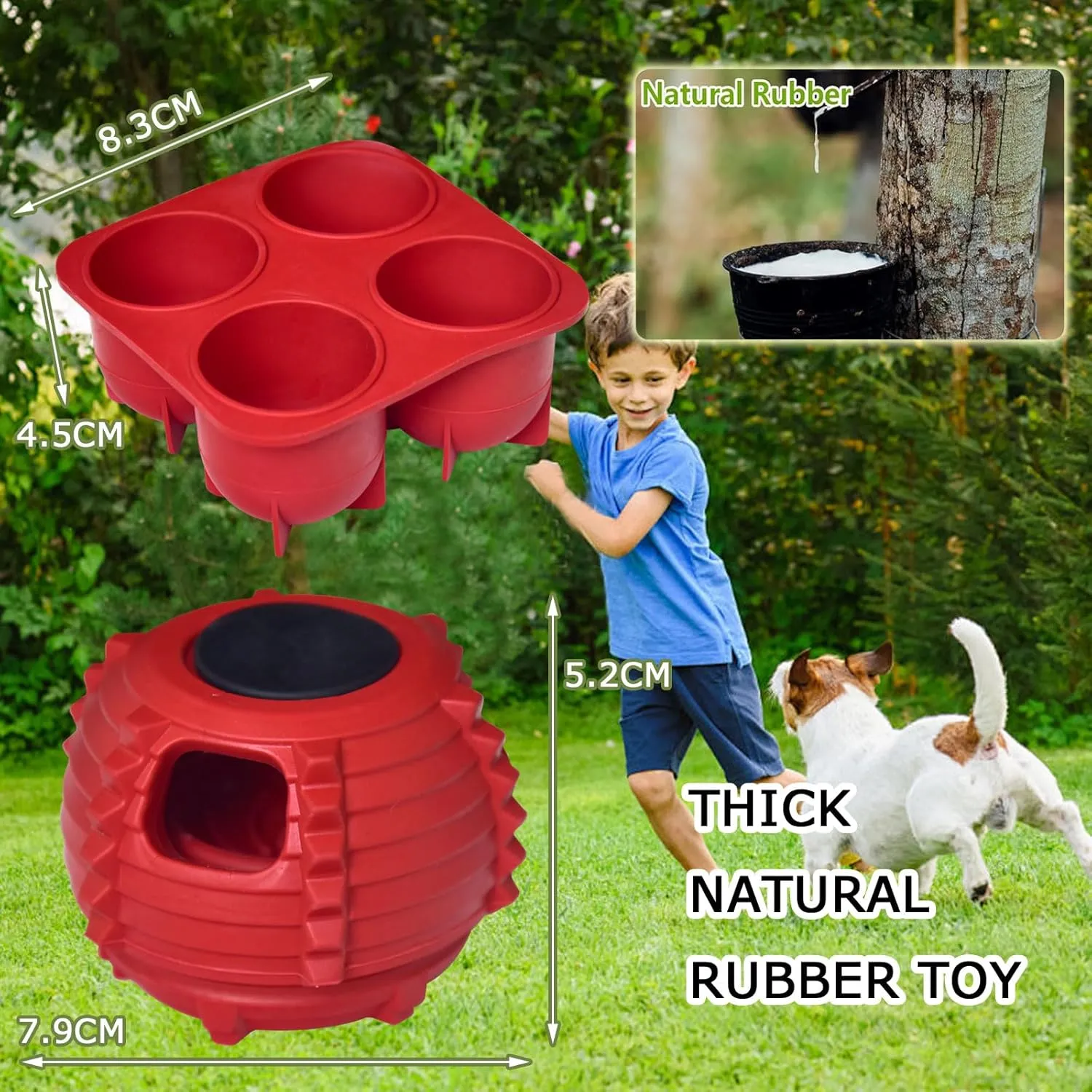 XHX Dog Toy, Durable Large Dog Toys, Interactive Dog Puzzle Play Toy, Freezable Fillable Rubber Dog Toys, with Stopper Silicone Treat Tray (Red, Small)