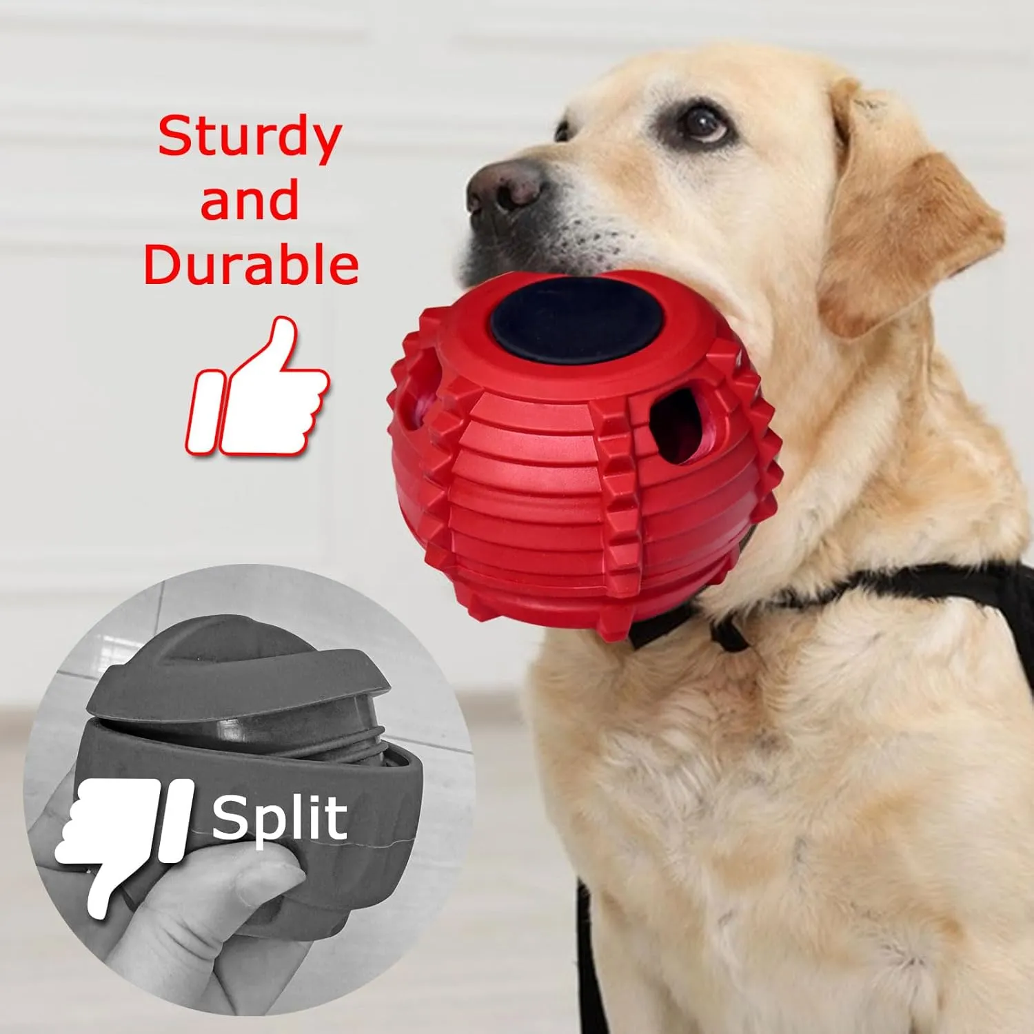 XHX Dog Toy, Durable Large Dog Toys, Interactive Dog Puzzle Play Toy, Freezable Fillable Rubber Dog Toys, with Stopper Silicone Treat Tray (Red, Small)