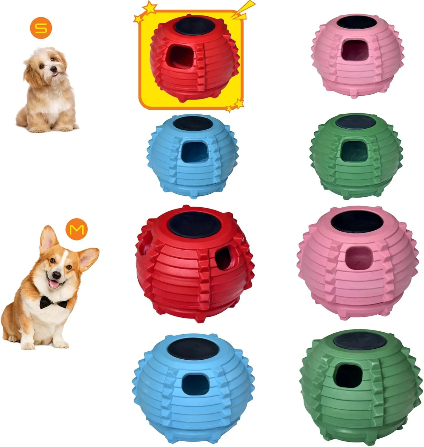 XHX Dog Toy, Durable Large Dog Toys, Interactive Dog Puzzle Play Toy, Freezable Fillable Rubber Dog Toys, with Stopper Silicone Treat Tray (Red, Small)