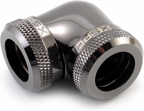 XSPC 10mm ID, 14mm OD Rigid Tubing 90 Degree Elbow Fitting, Black Chrome