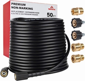 YAMATIC Kink Resistant Pressure Washer Hose 50FT 1/4" M22 & 3/8" Quick Connect Power Washer Hose Replacement for Ryobi, Troy Bilt, Greenworks, CRAFTSMAN Most Brand Power Washer, 3200 PSI