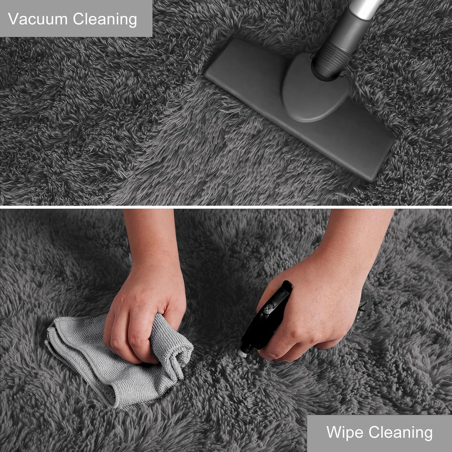 YJ.GWL Fluffy Runner Rugs for Bedroom Living Room Soft Shag Rug 2x6 Feet, Dark Grey Plush Carpet Non Slip for Nursery Dorm, Fuzzy Bedside Rug for Kids Boys Girls Room Home Decor