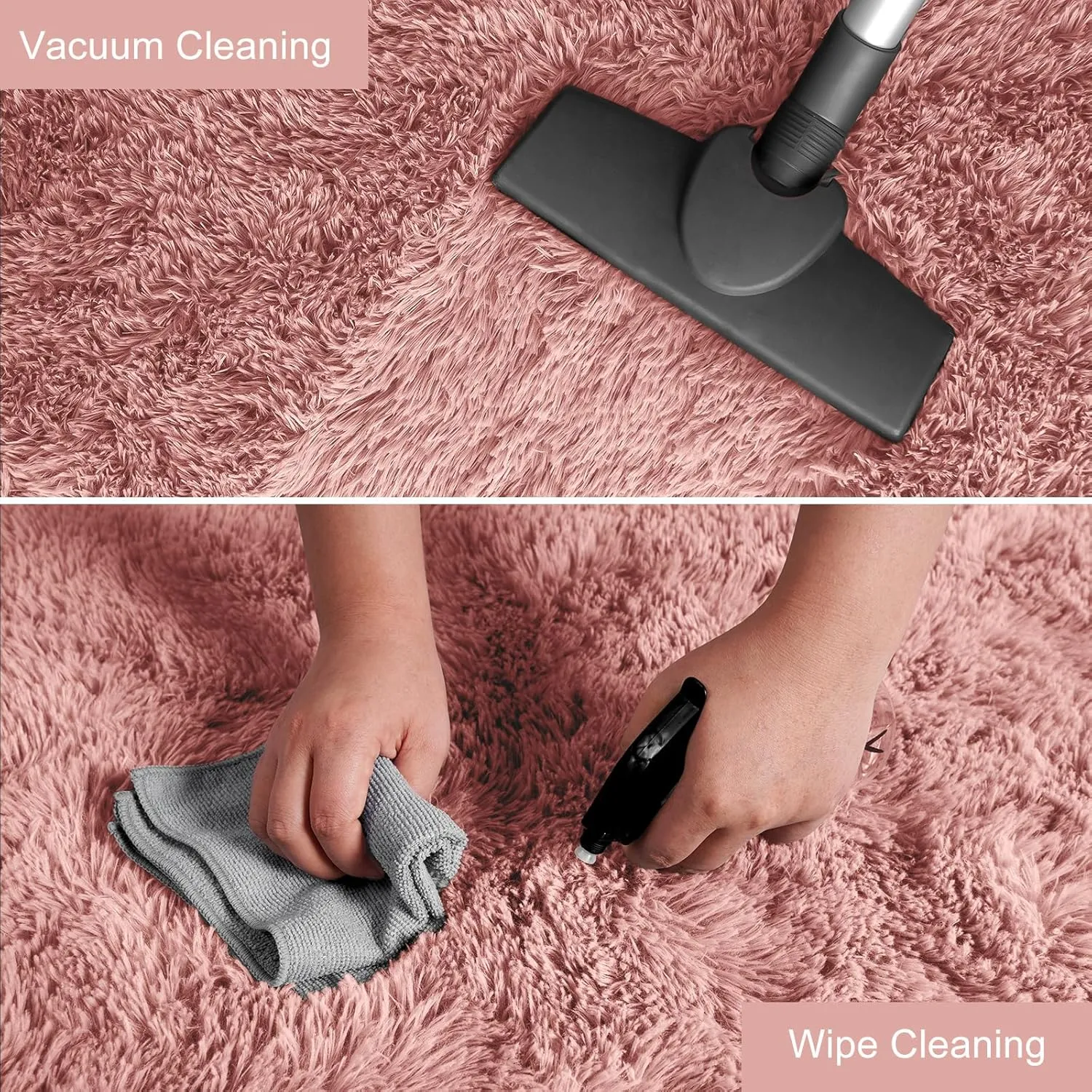 YJ.GWL Fluffy Runner Rugs for Bedroom Living Room Soft Shag Rug 2x6 Feet, Dirt Pink Plush Carpet Non Slip for Nursery Dorm, Fuzzy Bedside Rug for Kids Boys Room Home Decor