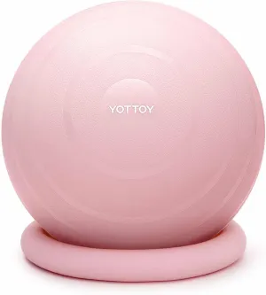 YOTTOY Exercise Ball Chair with Base,Yoga Ball Chair for Home Office Desk, Stability Ball & Fitness Ball Seat with Pump (Pink, 23-26ines(58-65cm))