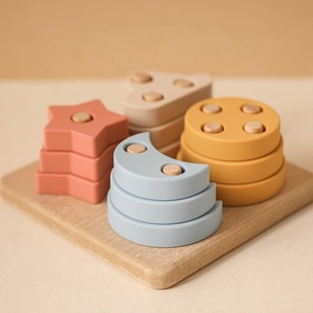Youuys Stacking Montessori Toys for Toddler 1 2 3 Year Old, Shape Sorter Silicone Sorting and Stacking Toys - Preschool Fine Motor Skill Toy Sorter Puzzles Boys Girls Gifts 18  Months Old （Square）